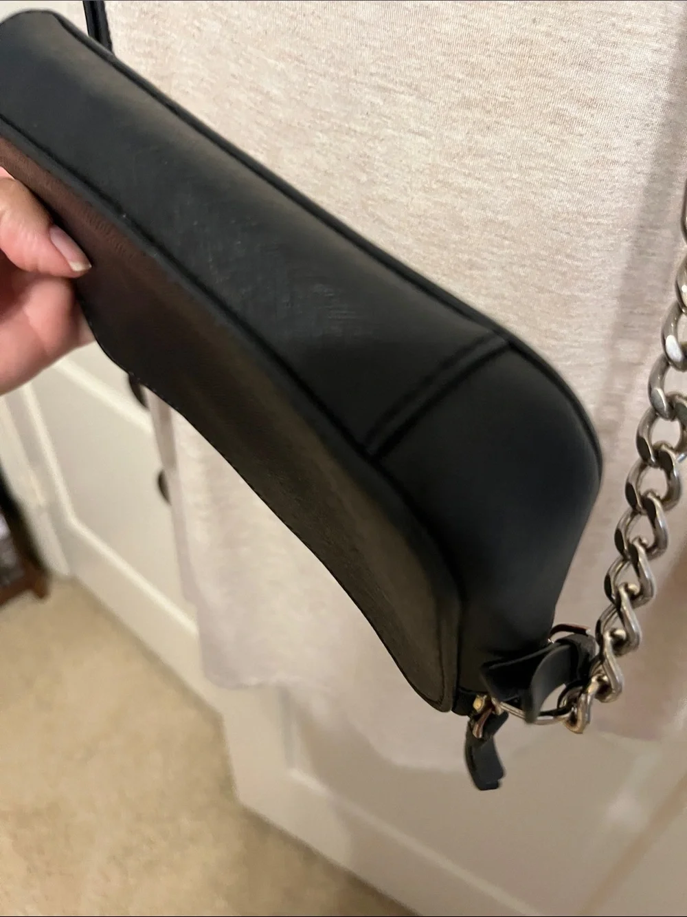 kate spade black Saffiano crossbody camera bag with chain strap